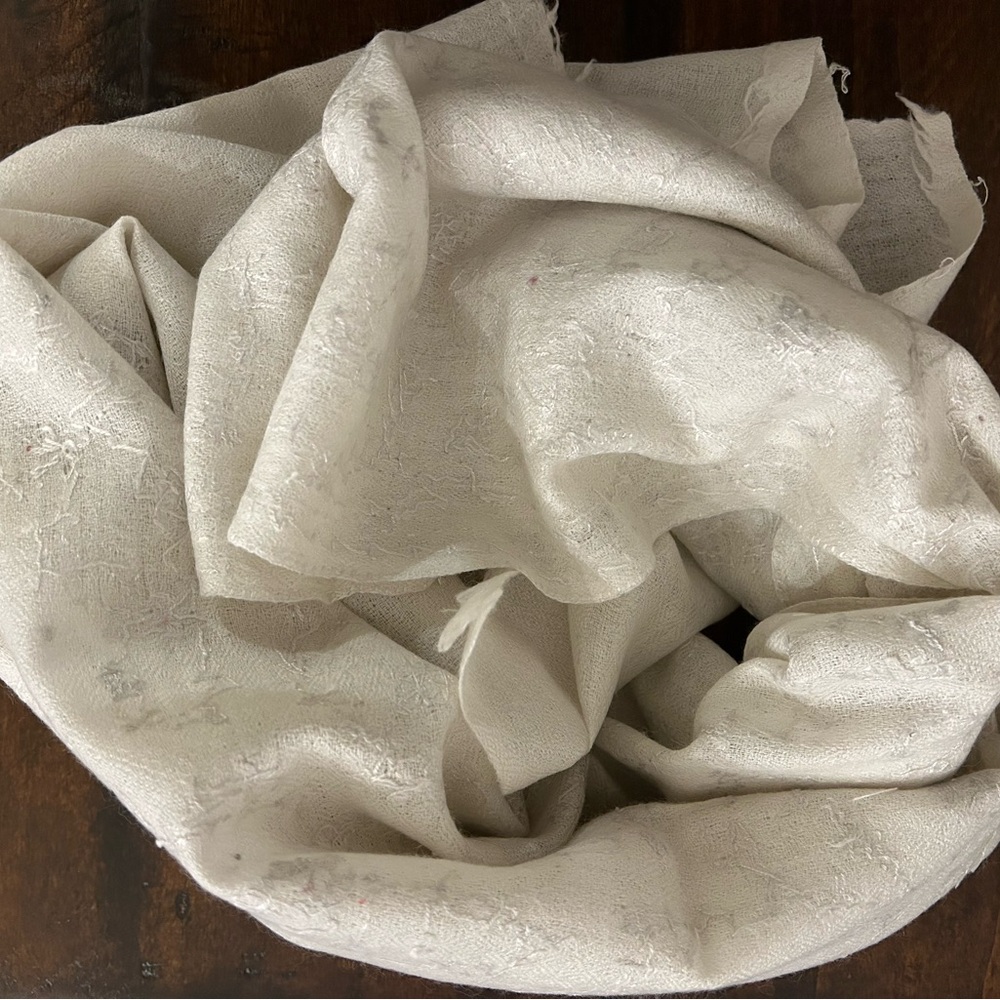 Hand Embroidered (needle) Cashmere Stole/ Scarf. Made in Kashmir, 84x24”